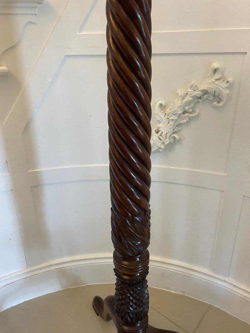 Antique Carved Mahogany Torchere/Plant Stand - Image 7
